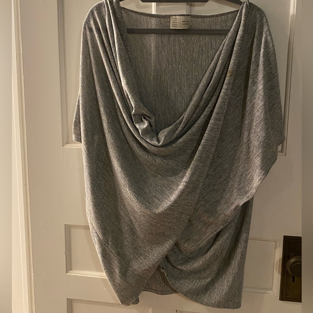 Anthropologie SATURDAY SUNDAY Criss across Grey Draped Neck Top Shirt Tunic